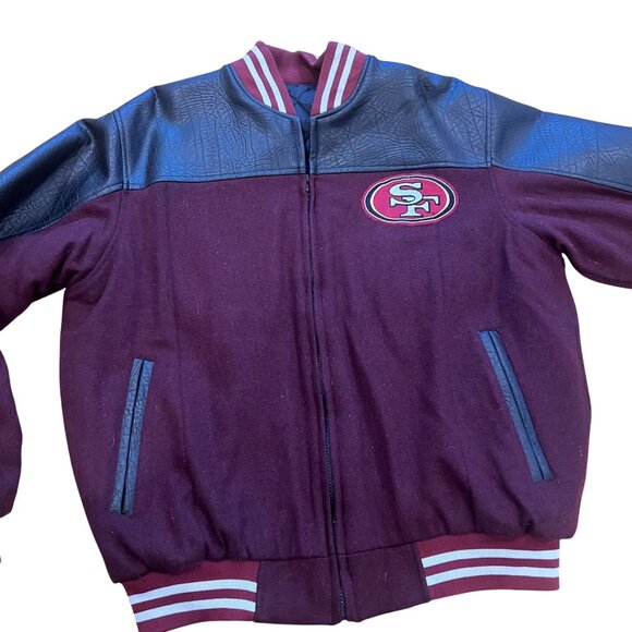 Vintage San Francisco 49ers Varsity Jacket Quilted Interior, Wool & Black Leathe - Picture 8 of 8